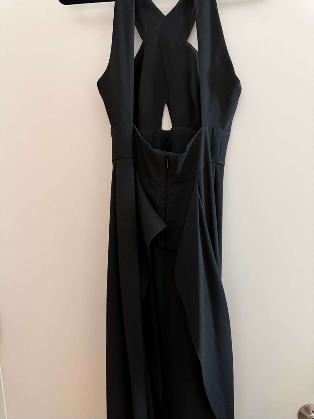 BCBGMaxAzria Black Cross-Back Backless Evening Gown